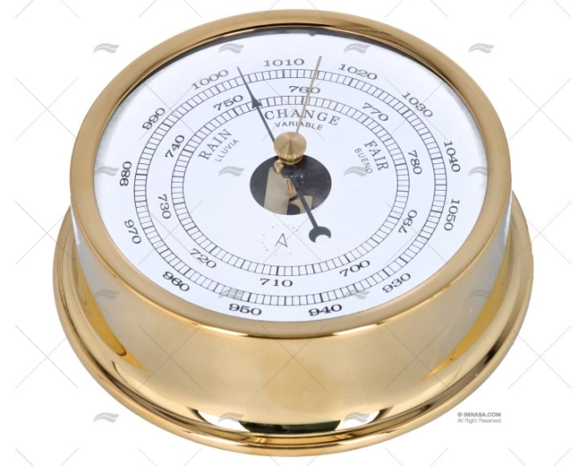 BARÓMETRO DOURADO 120mm MOSTRADOR 95mm AUTONAUTIC INSTRUMENTAL