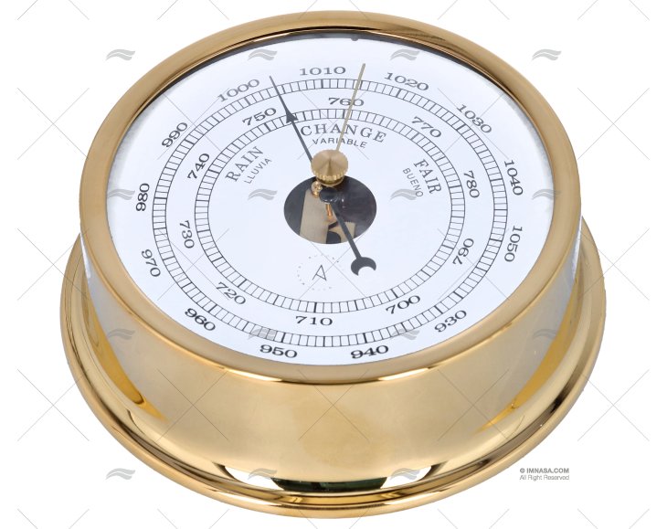 BARÓMETRO DOURADO 120mm MOSTRADOR 95mm AUTONAUTIC INSTRUMENTAL