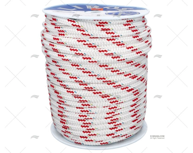CIMA TOP-CROCIERA 16mm BIANCO/ROSSO  100m LIROS
