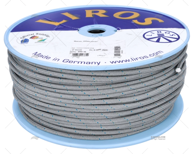 RACER LIROS ROPE 08mm SILVER 200m