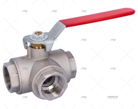 VALVULA ESFERA 1"1/2 3V "L" PN25 GUIDI