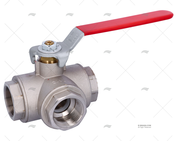 VALVULA ESFERA 1"1/2 3V "L" PN25 GUIDI