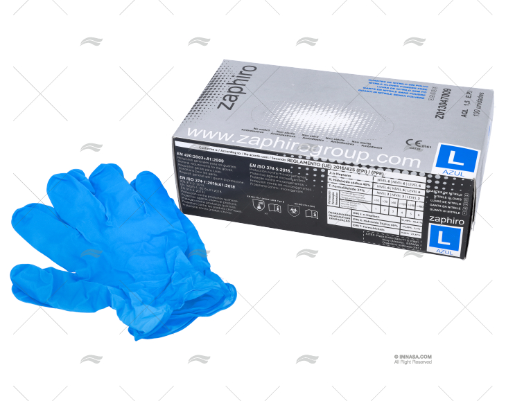 LUVAS NITRILO AZUL/PRETO T/L    (100)