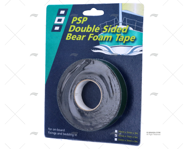 CINTA DUPLO FACE ESPUMA 19mmx1mmx5mt PSP TAPES