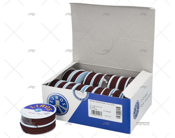 OPTISAIL ROPE 1,2mm BLACK/RED 20u. LIROS