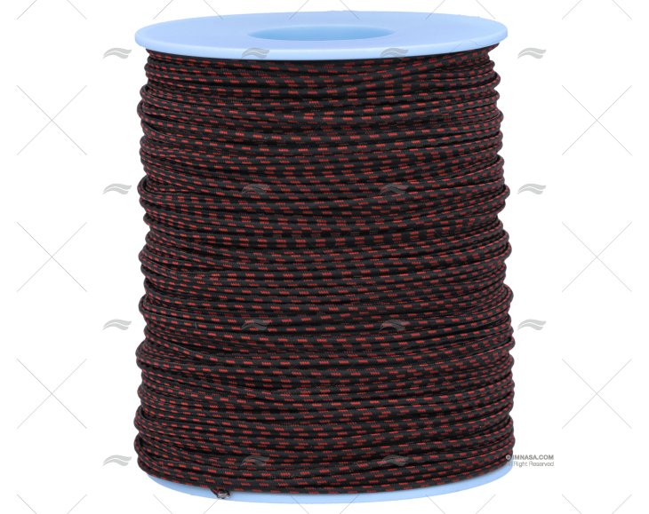 CORDAGE OPTISAIL 1,2mm NOIR/ROUGE 100m LIROS