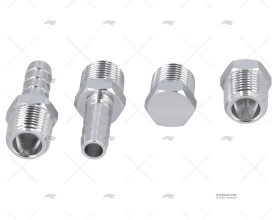 CONNETTORE KIT ALLUMINIO 2PZ 3/8"NPT + 2TAPPI