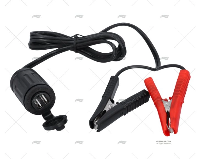 TOMADA USB 12V 2 ENTRADAS. EXTENSÃO PINÇAS 1.8MT