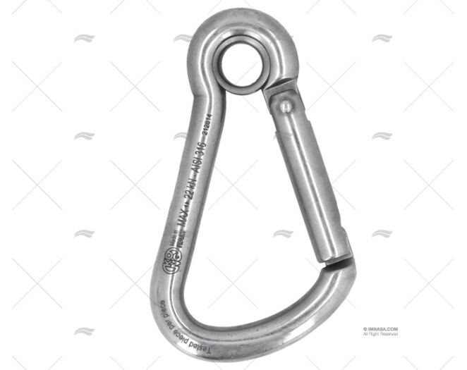 MOSQUETÃO COM OLHAL 100mm INOX ARNÊS KONG