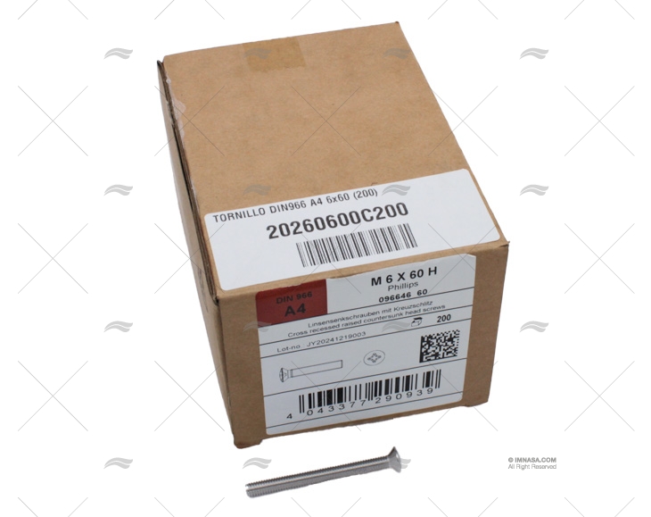 PARAFUSO DIN966 A4 6x60 (200)