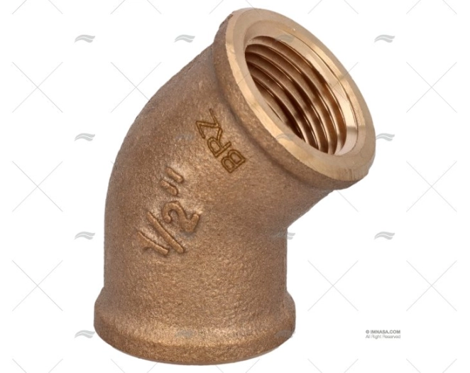 GOMITO BRONZO F-F 45º 1/2"  GUIDI