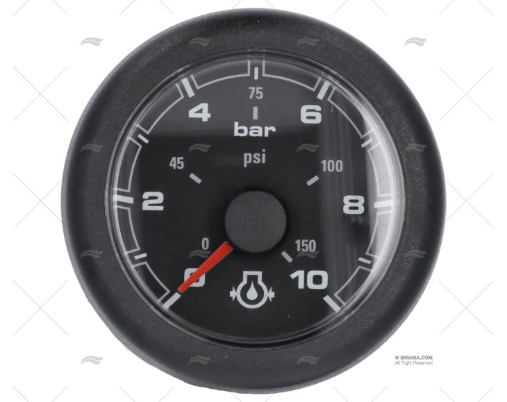 MANOMETRO OL 12/24V 10 BAR 52mm NERO