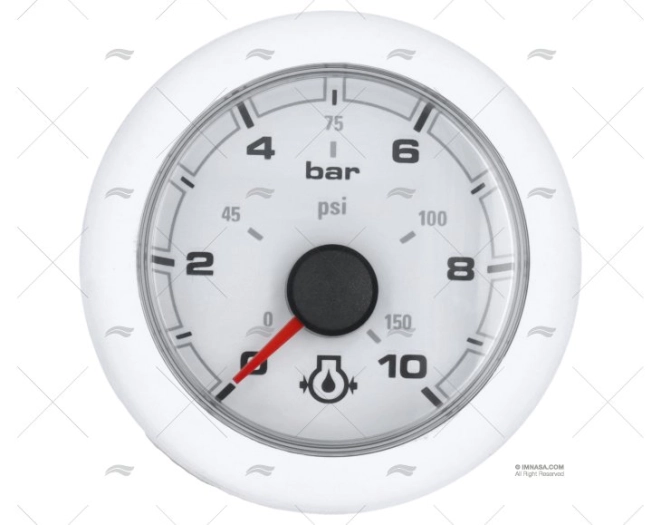 MANOMETRO OL 12/24V 10 BAR 52mm BIANCO