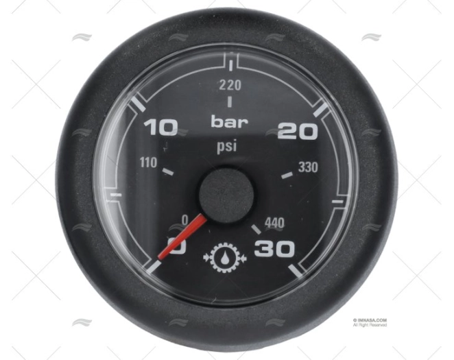 MANOMETRO OL 12/24V 30 BAR 52mm NERO