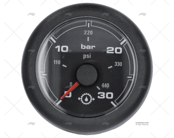 MANOMETRO OL 12/24V 30 BAR 52mm NERO