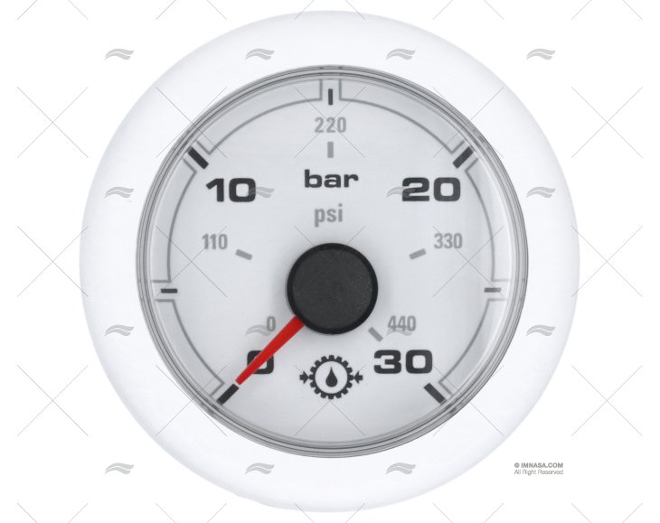 MANOMETRO OL 12/24V 30 BAR 52mm BIANCO