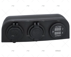 TOMA MECHERO DOBLE+VOLT.+AMP. SUPERFICIE