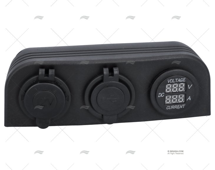 TOMA MECHERO DOBLE+VOLT.+AMP. SUPERFICIE