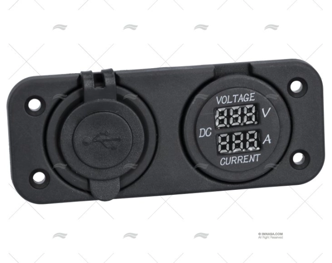 PRESA DOPPIO USB-VOLTMETRO AMPEROMETRO