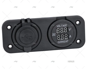 PRESA DOPPIO USB-VOLTMETRO AMPEROMETRO