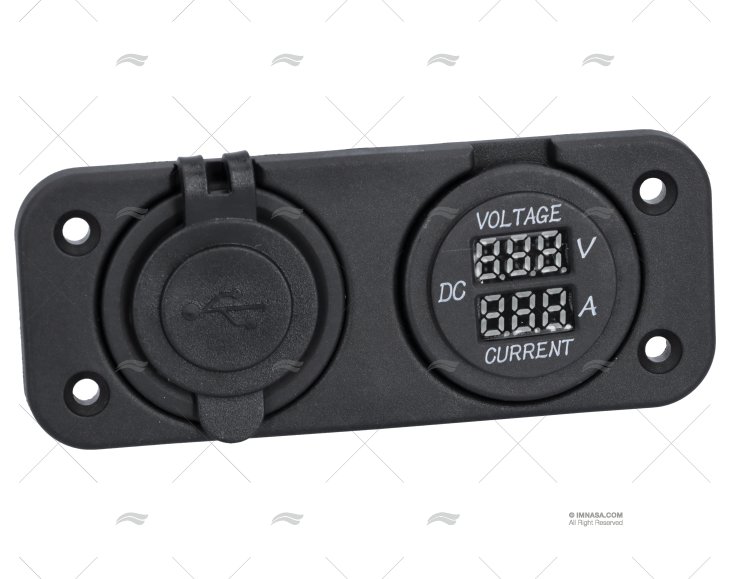 DOUBLE USB SOCKET+ VOLTIMETER AMMETER