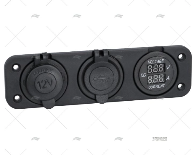 TOMA MECHERO DOBLE+VOLT.+AMP. EMPOTRABLE