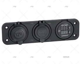 TOMA MECHERO DOBLE+VOLT.+AMP. EMPOTRABLE