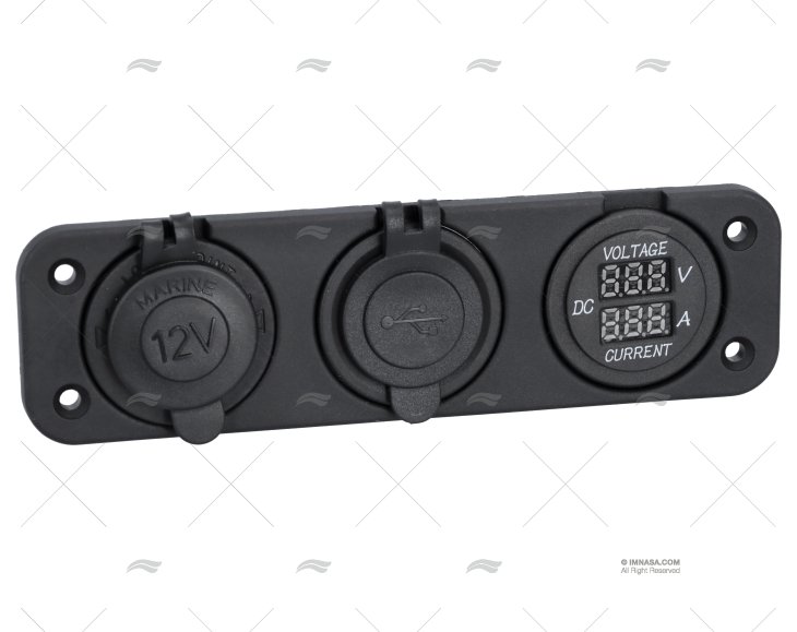 TOMA MECHERO DOBLE+VOLT.+AMP. EMPOTRABLE