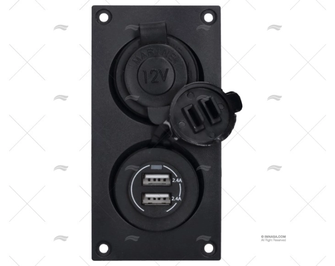 PANNELLO 2 PRESE ACCENDINO E USB 114x58x56