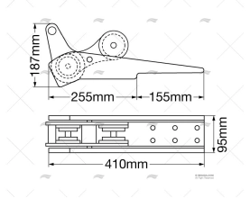 PIVOTING BOW ROLLER 410mm