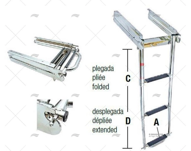 ESCALERA INOX AJUSTABLE CON CIERRE 3PELDAÑOS