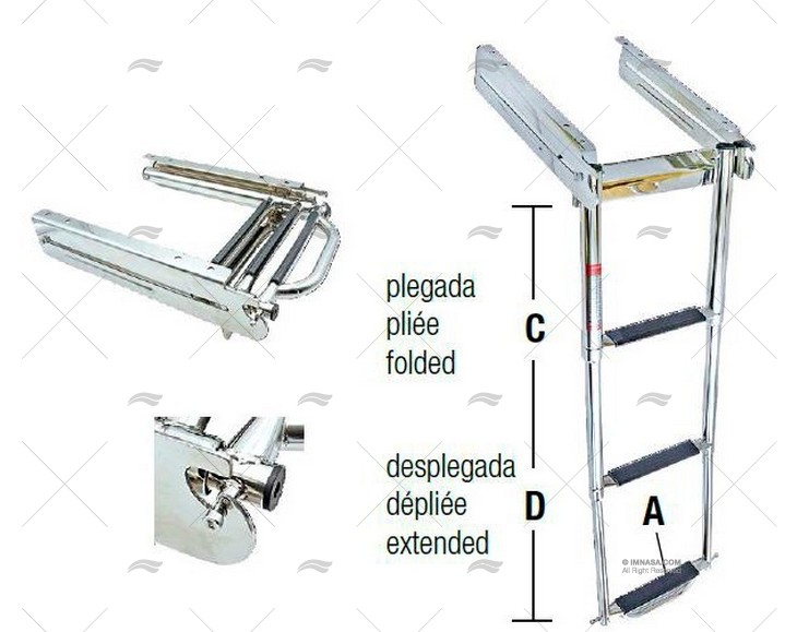 ESCADA INOX AJUST. C/FECHADURA 3P. 254mm