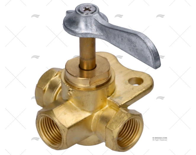 RUBINETTO 3 VIE 3/8" FNPT OTTONE (CLIC)