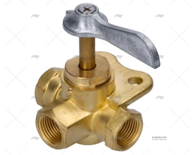 TORNEIRA 3 VIAS 3/8" FNPT LATÃO (CLIC)