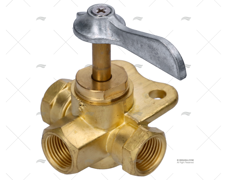 TORNEIRA 3 VIAS 3/8" FNPT LATÃO (CLIC)