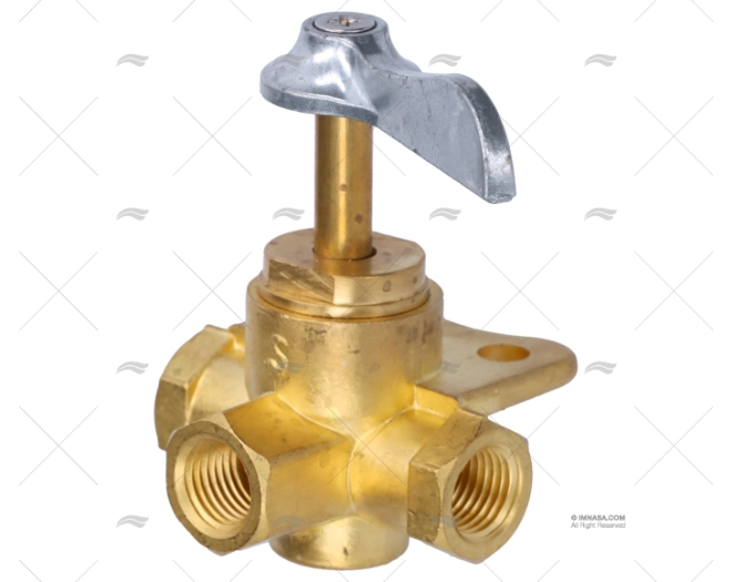 RUBINETTO 3 VIE 1/4" NPT FEMMINA OTTONE (SCATTO)