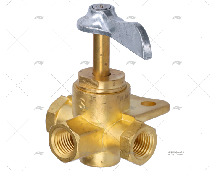 RUBINETTO 3 VIE 1/4" NPT FEMMINA OTTONE (SCATTO)