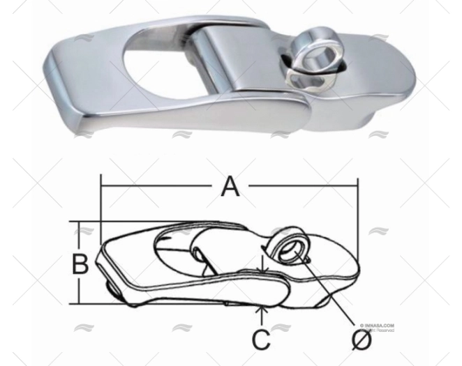 CHIUSURA OCCHIELLO 83mm INOX 316 MARINE TOWN