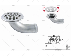 DRAIN ELBOW  38mm AISI 316 STAINLESS STEEL MARINE TOWN