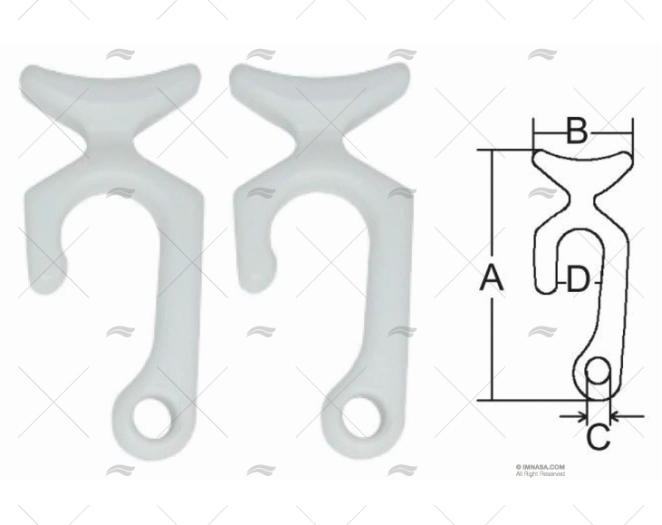 RAIL MOUNT FENDER HOOK (2U) MARINE TOWN