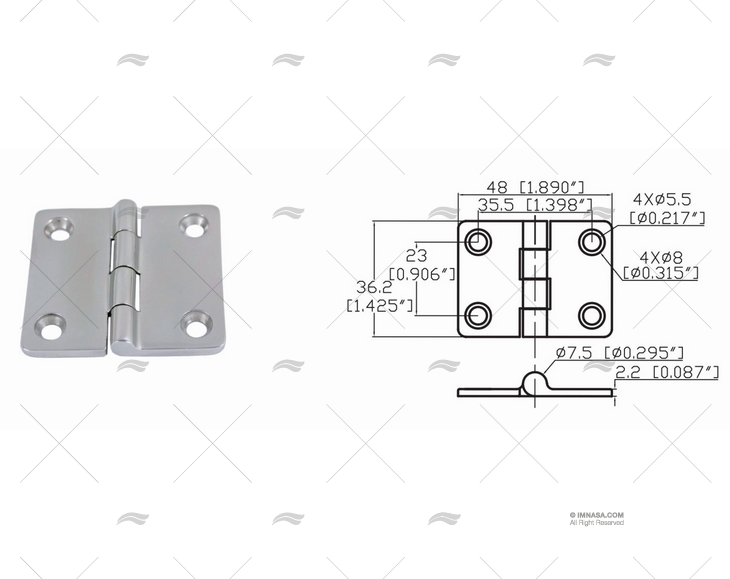 CERNIERA UP 36.2 X 48mm INOX 316 MARINE TOWN