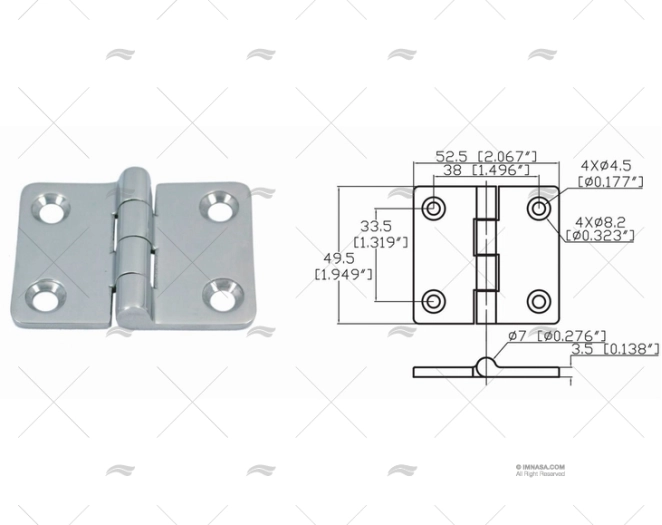 CERNIERA UP 49.5 X 52.5mm INOX 316 MARINE TOWN