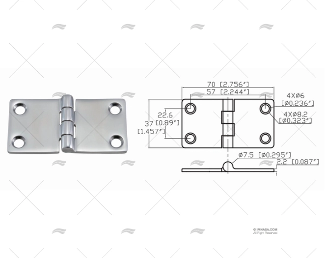 CERNIERA UP 37 X 70mm INOX 316 MARINE TOWN