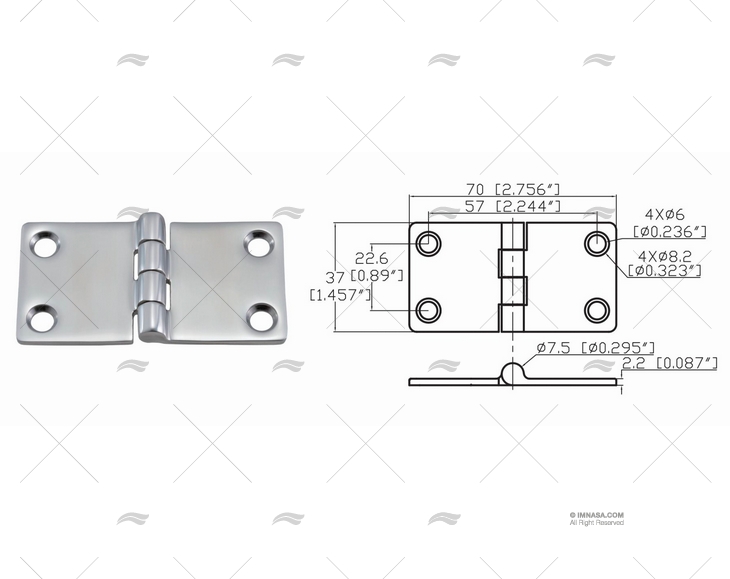 CERNIERA UP 37 X 70mm INOX 316 MARINE TOWN