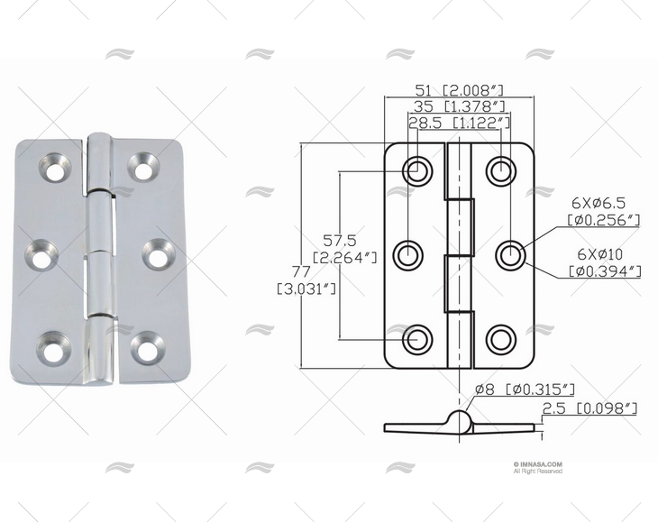 CERNIERA UP 77 X 51mm INOX 316 MARINE TOWN