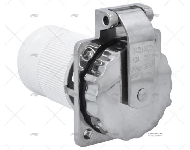 S.S. RV POWER INLET W/COVER MARINCO 64A