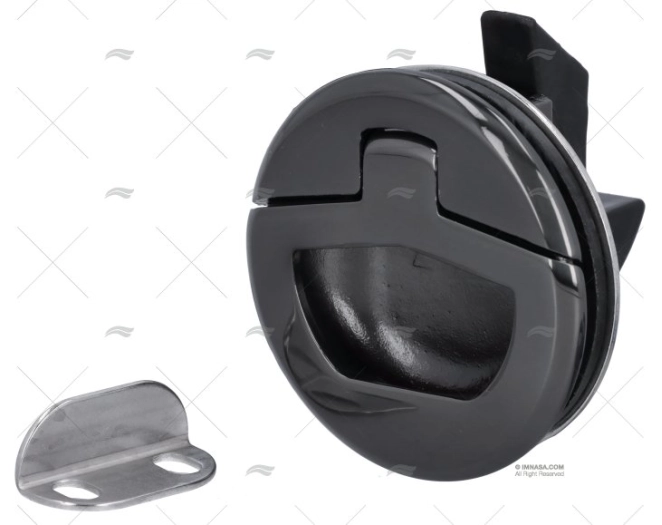 PUXADOR S/CHAVE 51mm AÇO INOX 316 PRETO BRILHANTE MARINE TOWN
