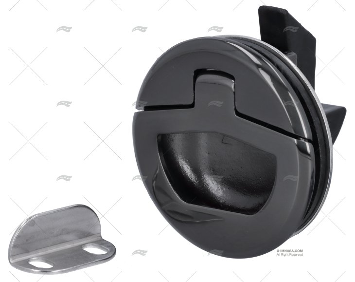 PUXADOR S/CHAVE 51mm AÇO INOX 316 PRETO BRILHANTE MARINE TOWN
