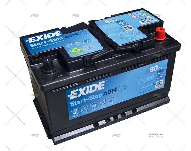 Exide EK800 Start-Stop AGM 12V 80 Ah 800A car battery, Car