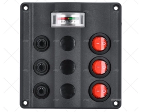 SWITCH PANEL 3P 12V 107x113 VOLTIMETER